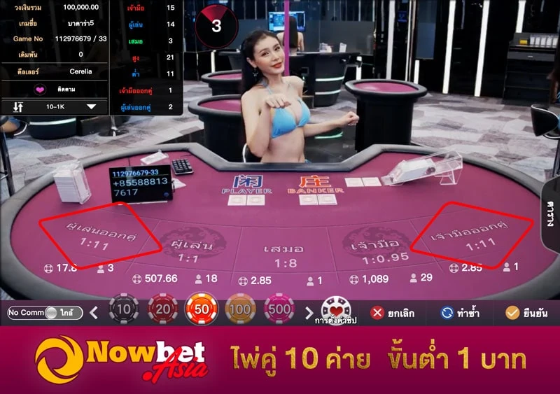 ผู้เล่นออกคู่ (Player Pair) เจ้ามือออกคู่ (Banker Pair) ค่าย WM Casino